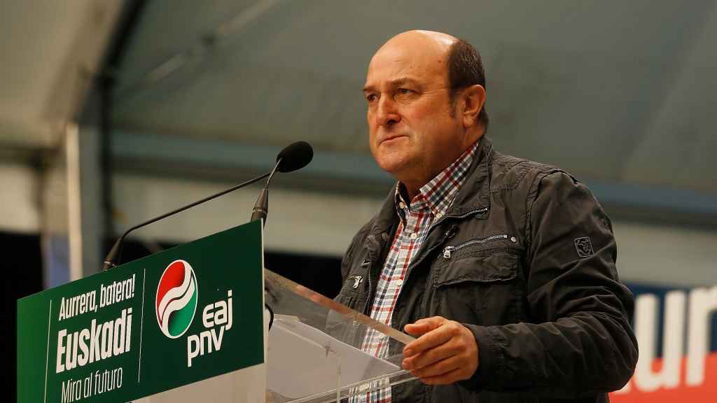 El presidente del PNV, Andoni Ortuzar, durante un mitin en Barakaldo / PNV