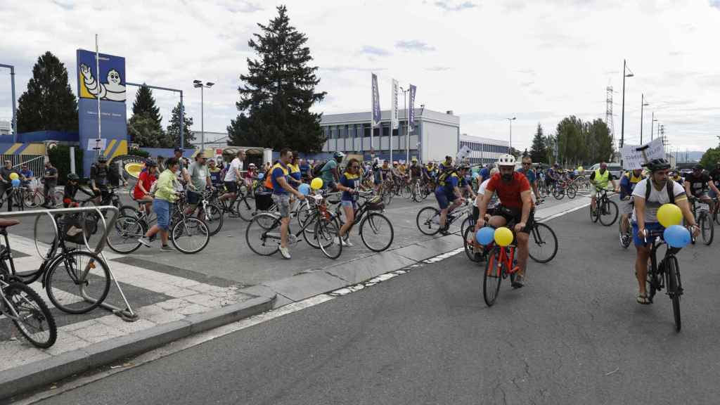 Protesta en Michelin Vitoria, que renovó el convenio en 2023 / EFE