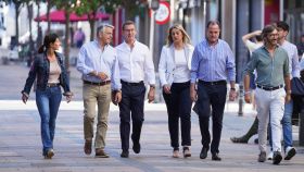 La parlamentaria del PP, Laura Garrido, el diputado popular por Álava, Javier De Andrés, junto al líder nacional del partido, Alberto Núñez Feijóo y el presidente del PP Vasco, Carlos Iturgaiz / Iñaki Berasaluce - Europa Press