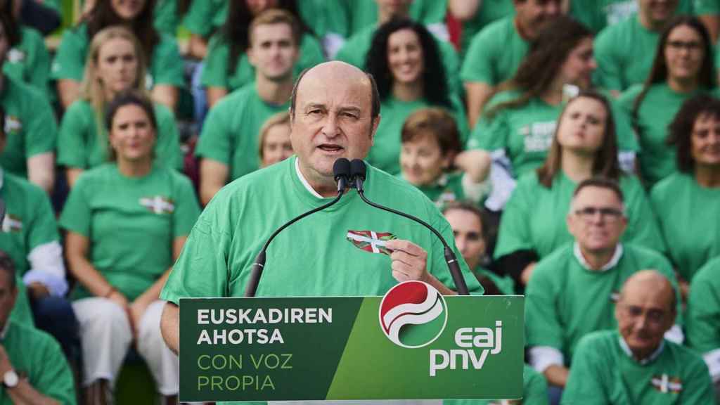 El presidente del PNV, Andoni Ortuzar, durante un mitin del 23-J.