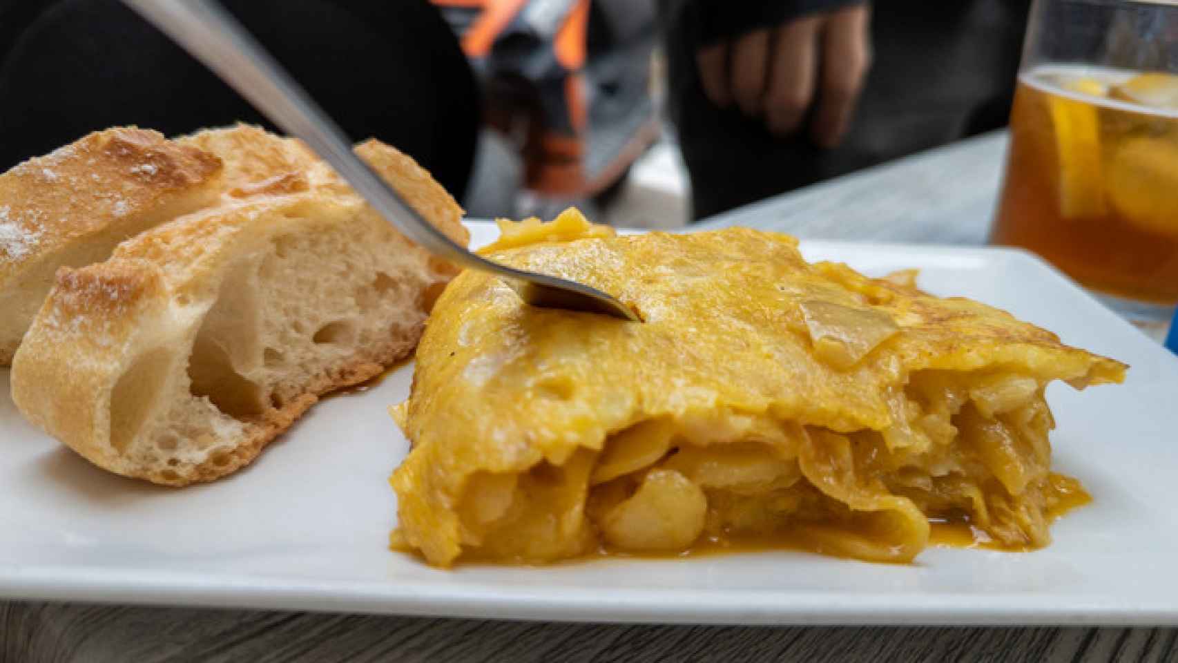 Pintxo de tortilla de patata.