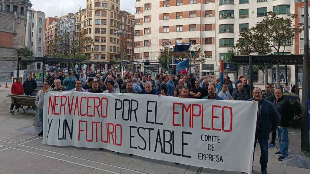 Movilización de trabajadores de Nervacero en Bilbao para pedir implicación al Gobierno vasco / CV