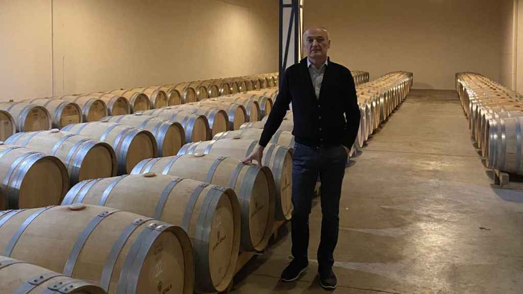 El presidente en funciones de Viñedos de Álava, Emilio Aguillo, en su bodega, Solar de Ayala.