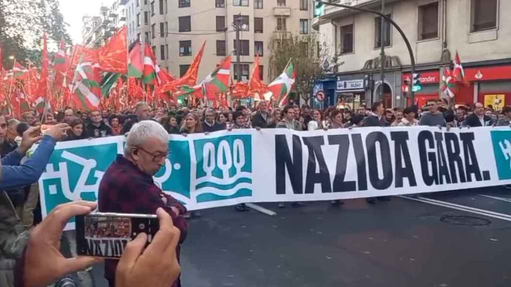 Cabecera de la manifestación de Bildu.