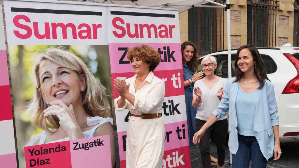 Pilar Garrido participa junto a Ione Belarra en un acto de Sumar en la campaña de las generales / Europa Press