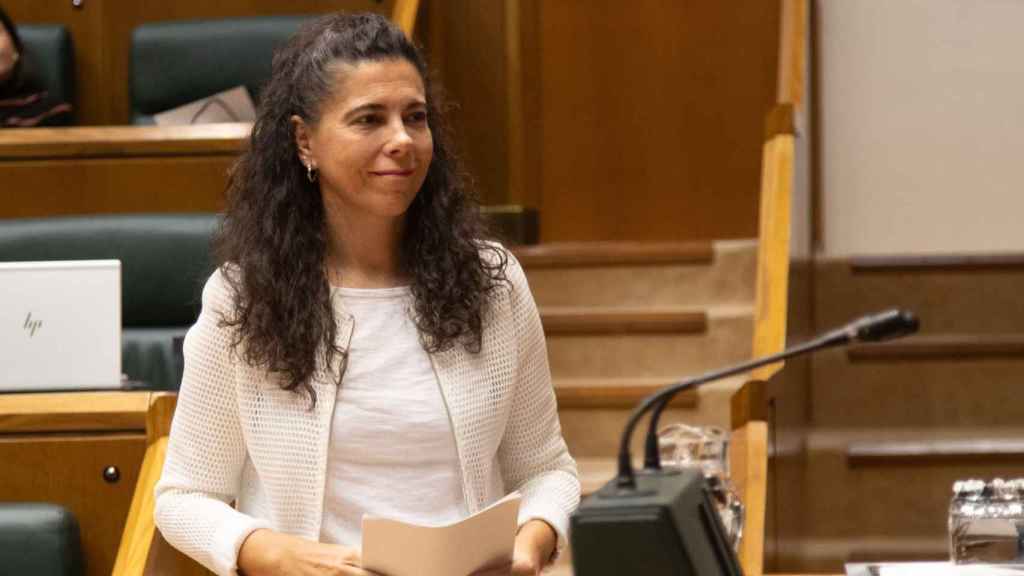 La parlamentaria del PNV, Eva Juez, durante el debate en el pleno sobre los abusos sexuales a menores / PNV-EAJ