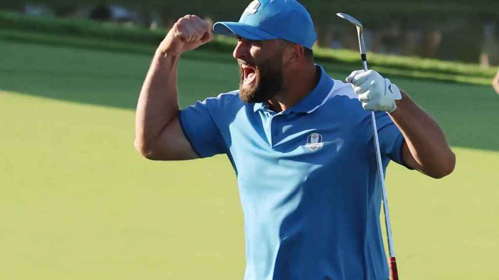 Jon Rahm celebra el triunfo conseguido en la última edición de la Ryder Cup.