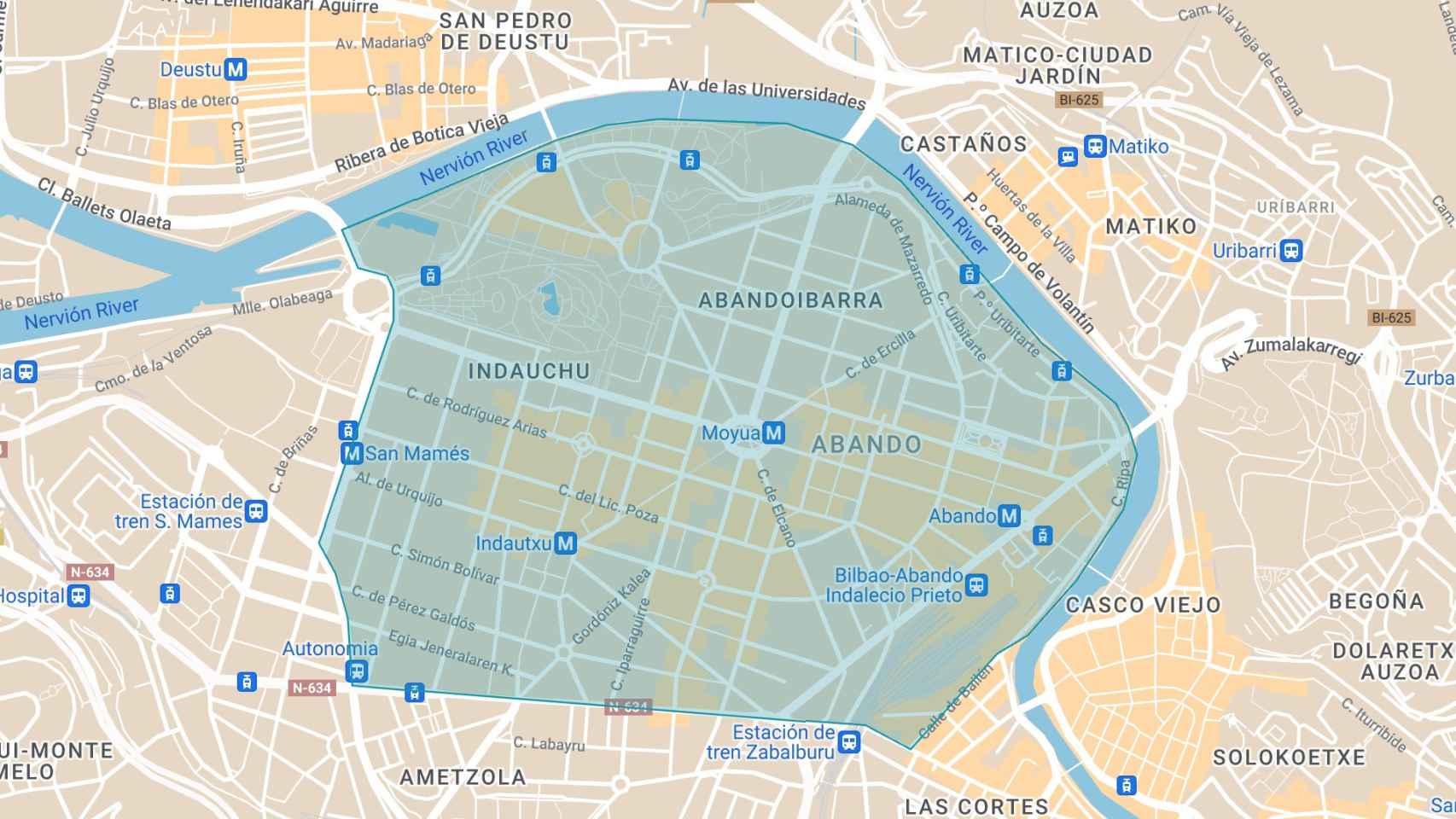 Plano de la Zona de Bajas Emisiones de Bilbao/Ayuntamiento de Bilbao