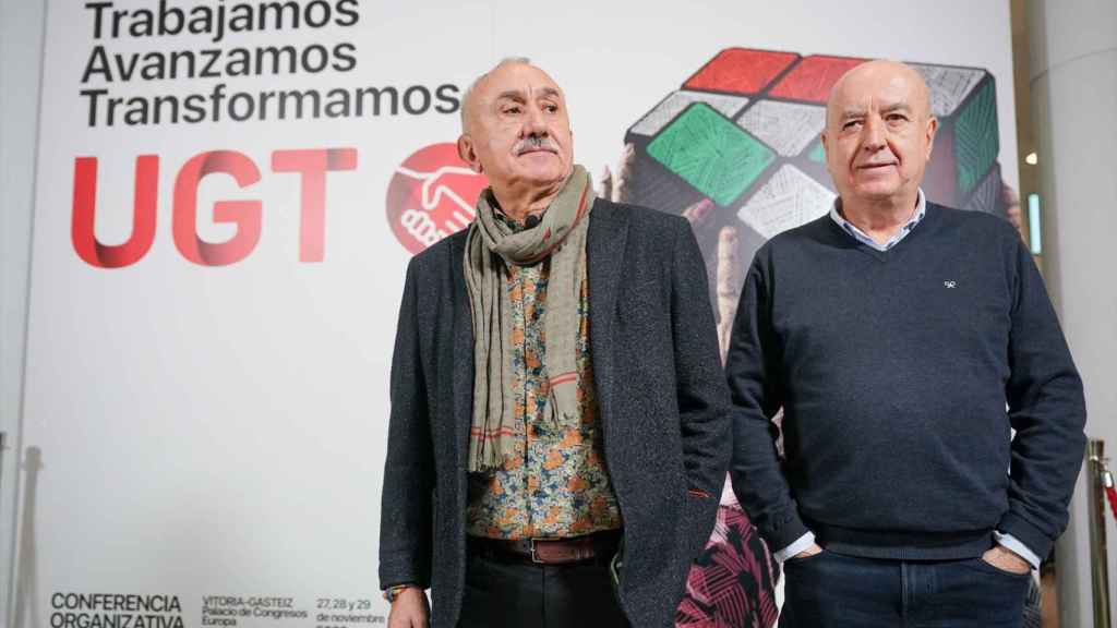 El secretario general de UGT, Pepe Álvarez (i), y el secretario general de UGT Euskadi, Raúl Arza (d)/Iñaki Berasaluce EuropaPress