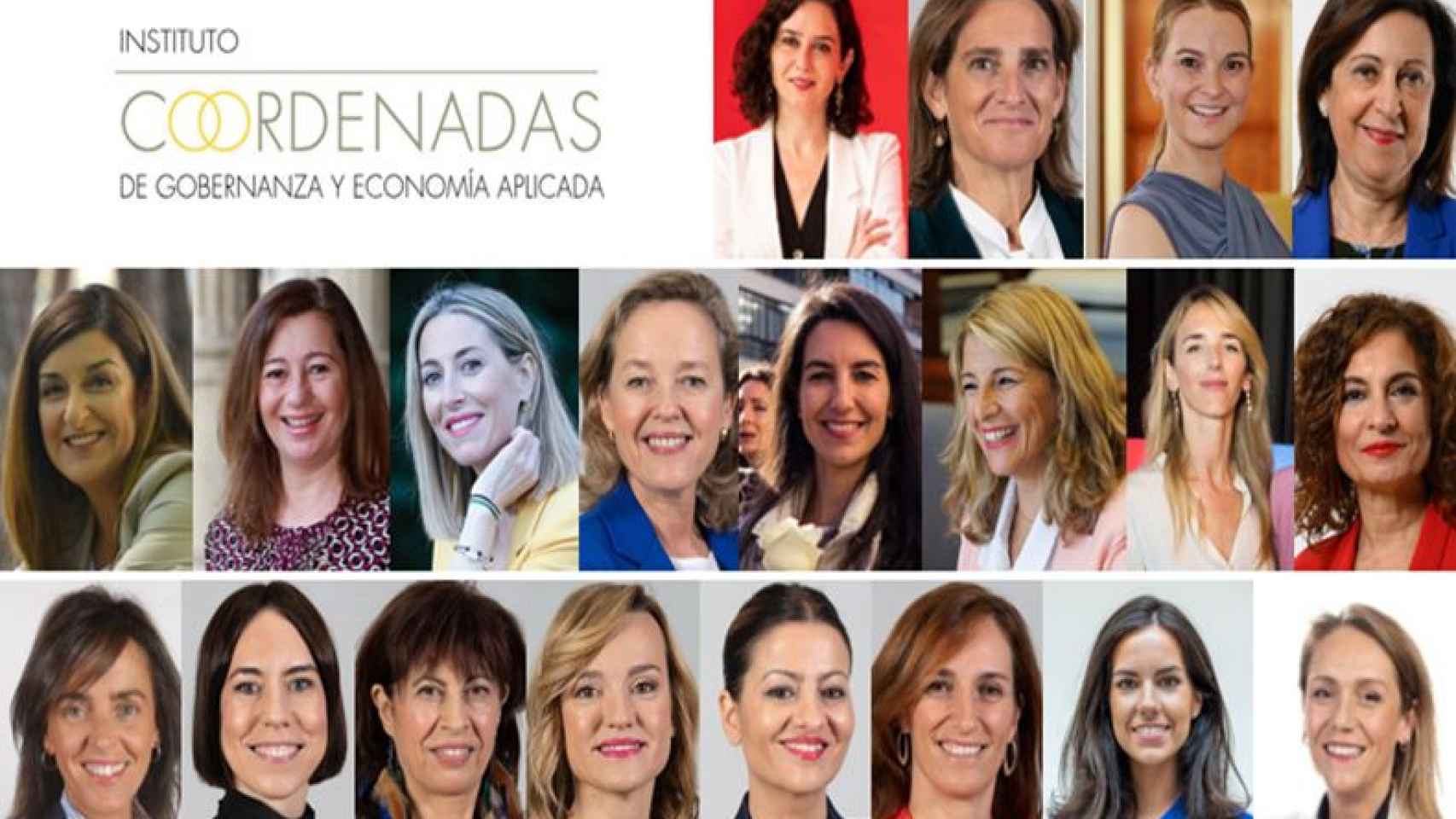 Ayuso, Prohens, Montero o Redondo, entre las 20 mujeres que manejan los hilos de la política española, según el Instituto Coordenadas | Imagen del Instituto Coordenadas