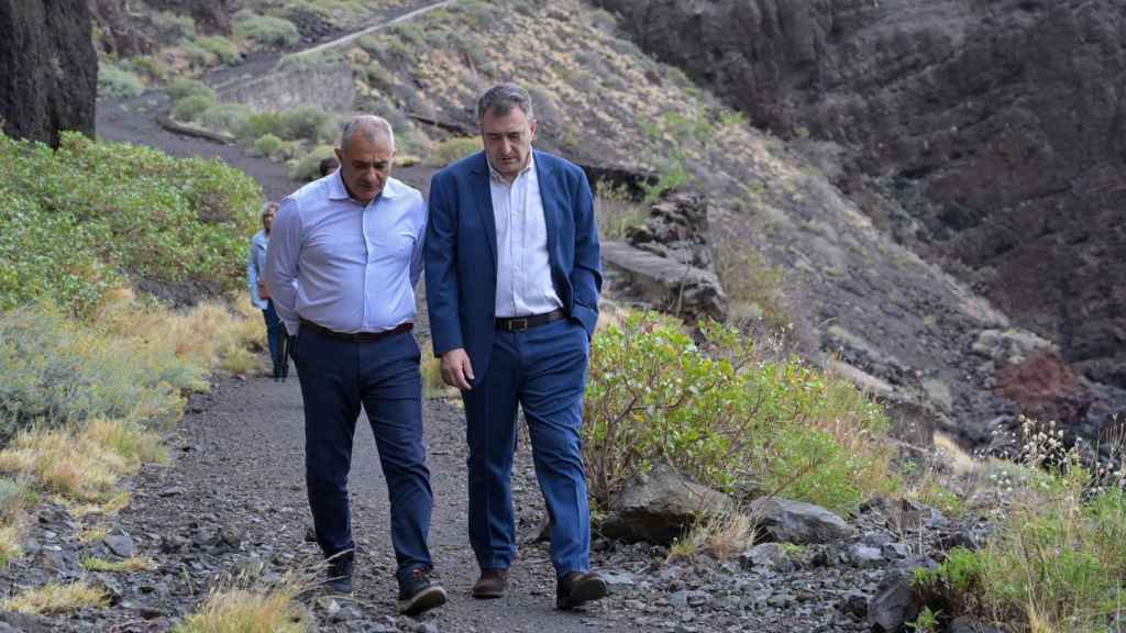 El portavoz del PNV en el Congreso de los Diputados, Aitor Esteban, junto a Javier Armas, Senador por la isla de El Hierro y presidente de Agrupación Herreña Independiente / GELMERT FIROL -EFE