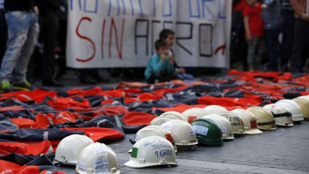 Miles de trabajadores de Arcelor Mittal de Zumárraga, durante la manifestación en 2016.