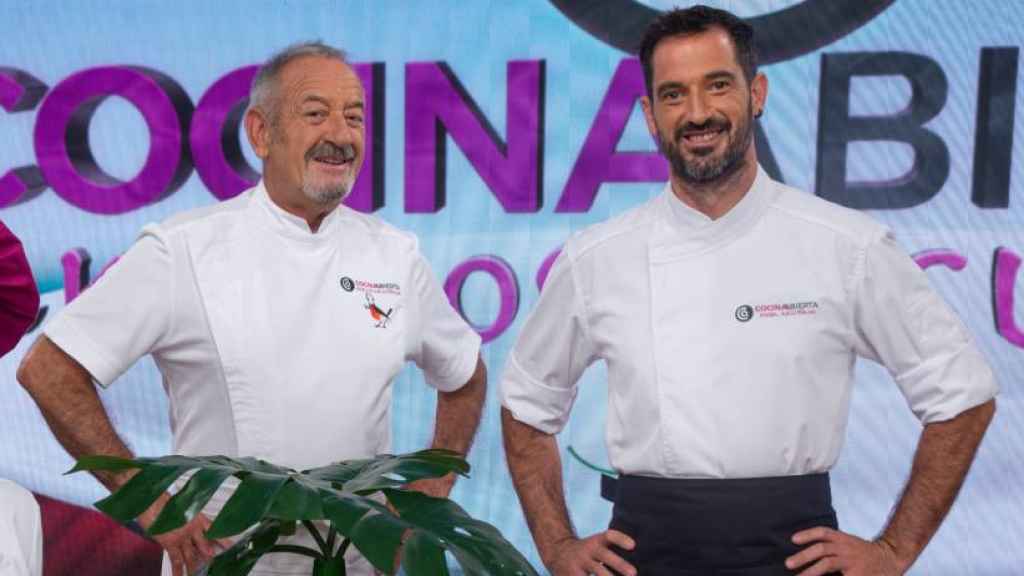 Karlos Arguiñano y su hijo, Joseba, en el programa Cocina Abierta