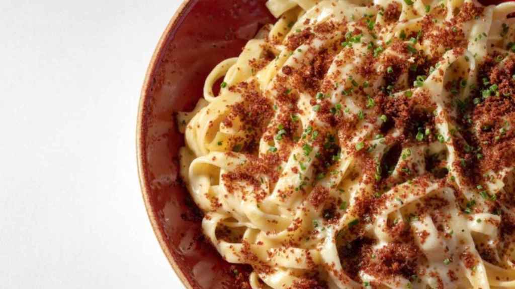 Pasta tagliatelle con crema de foie, bacon e Idiazabal