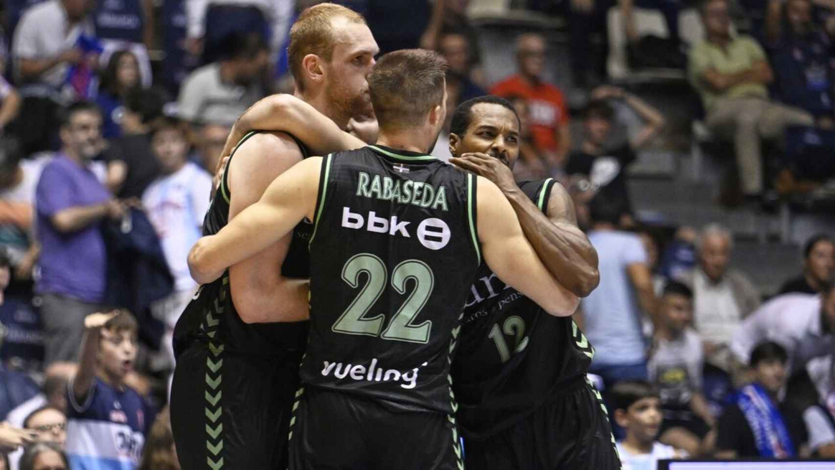El Bilbao Basket celebra uno de los triunfos de esta temporada en Liga ACB.