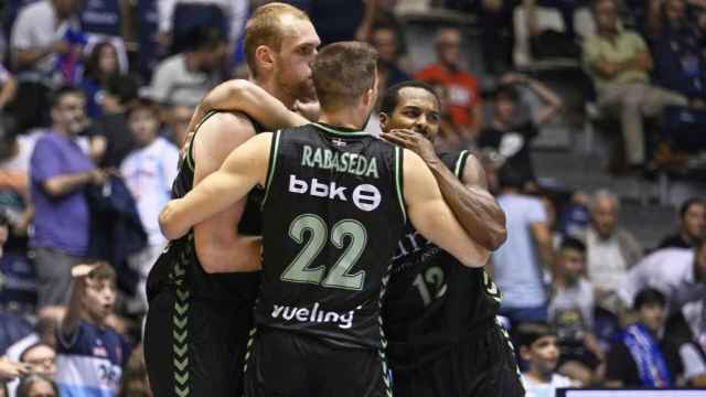 El Bilbao Basket celebra uno de los triunfos de esta temporada en Liga ACB.