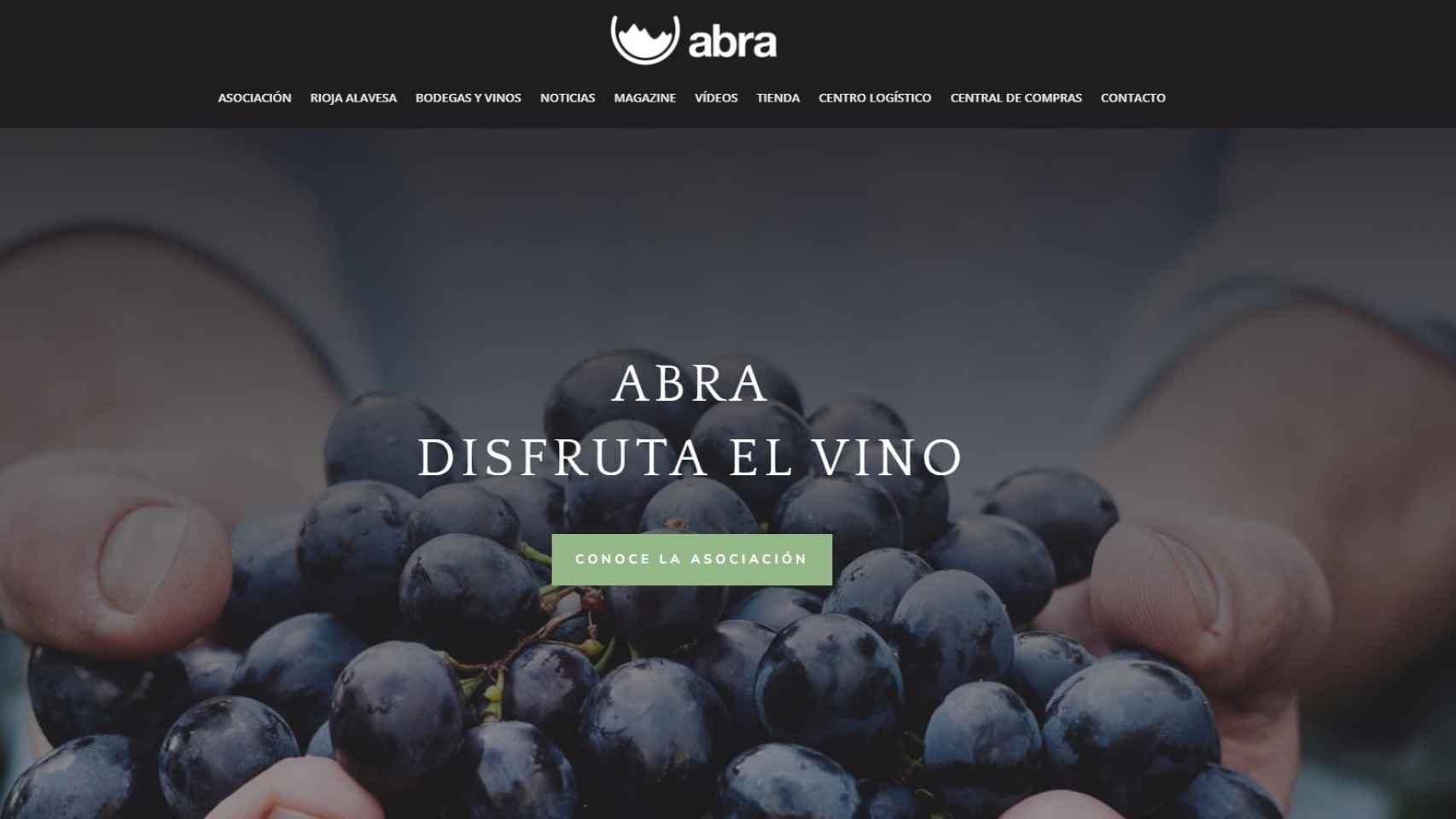 Captura de la web de la Asociación de Bodegas Rioja Alavesa-Abra, propietaria de Vitis Central de Compras