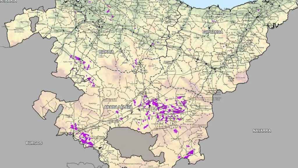 Mapa de los puntos seleccionados en el PTS de Energías Renovables para acoger instalaciones fotovoltaicas.