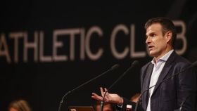 Jon Uriarte, presidente del Athletic Club, durante una Asamblea en el Palacio Euskalduna