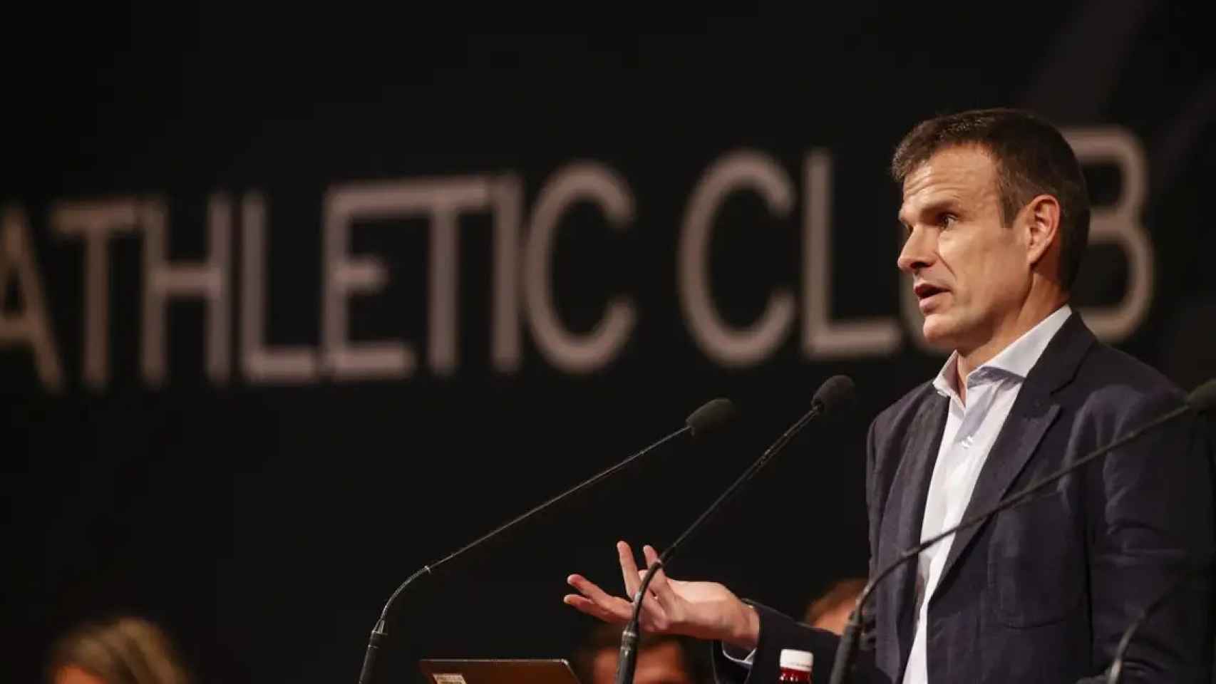Jon Uriarte, presidente del Athletic Club, durante una Asamblea en el Palacio Euskalduna