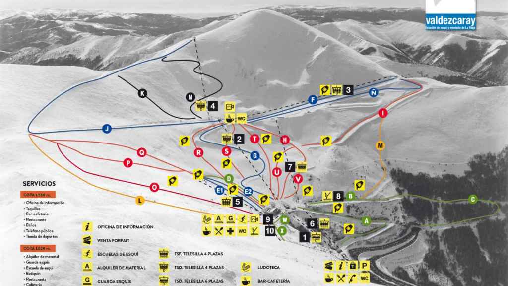 Mapa de pistas de la estación de Valdezcaray.