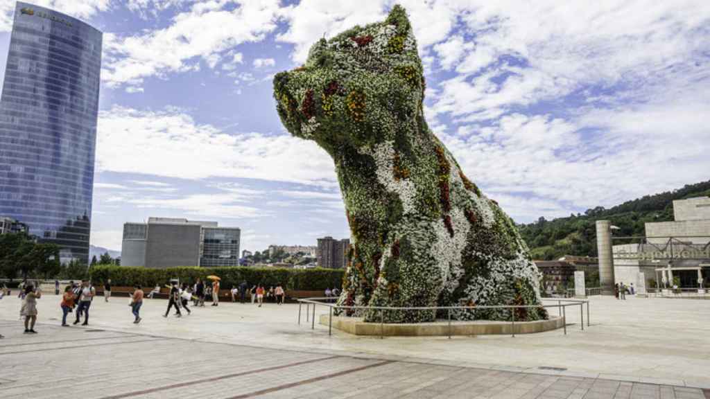 La escultura de Puppy, en el Museo Guggenheim.