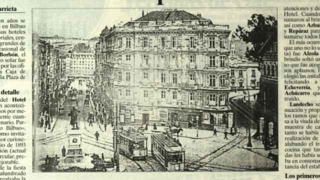 Fragmento del periódico municipal de Bilbao, en el que aparece el primer hotel.
