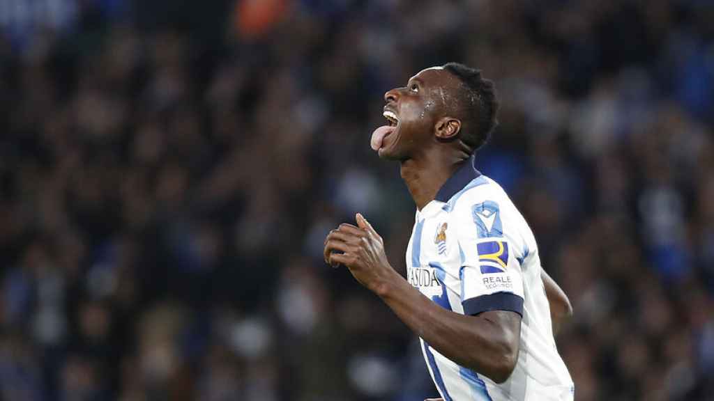 Sadiq, tras anotar gol ante el Sevilla esta temporada.