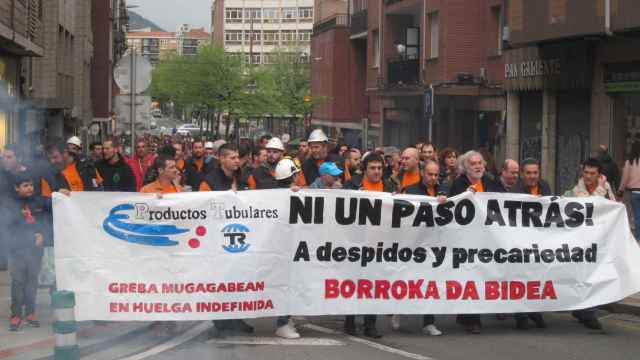 Trabajadores de la antigua Productos Tubulares, de Tubos Reunidos, en una protesta en 2018 / EP