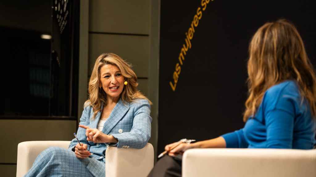 Yolanda Díaz, durante una inauguración en la sede del Ministerio.