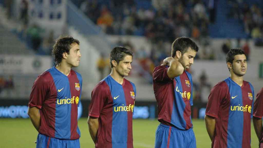 Santi Ezquerro, durante un encuentro de pretemporada con el Barcelona.