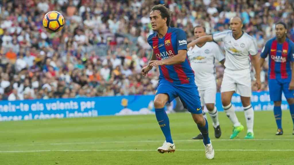 Ezquerro, en un encuentro de Barcelona Legends ante el Manchester United en 2017.