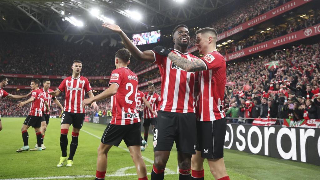 Iñaki Williams celebra un gol anotado esta temporada en San Mamés.