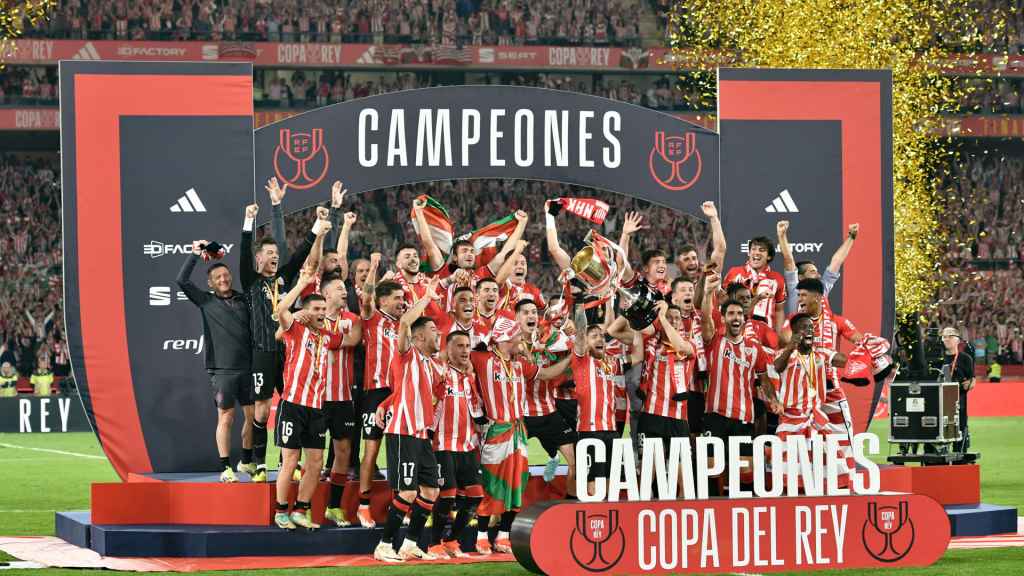 El Athletic Club celebra la Copa del Rey conquistada hace unos días en Sevilla.