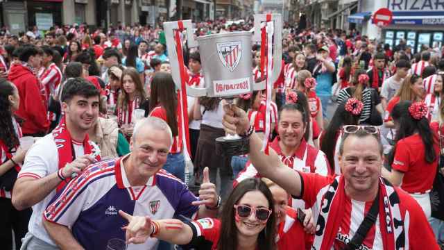 Aficionados del Athletic Club el pasado 6 de abril en San Mamés (Bilbao).