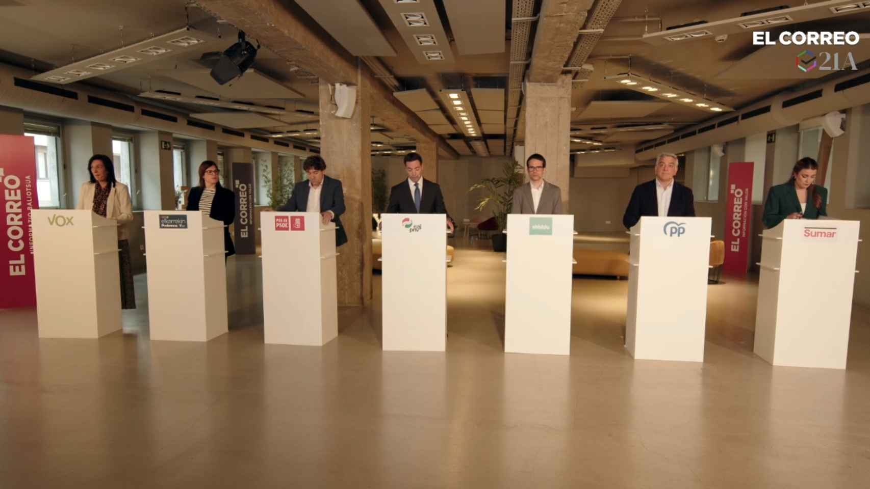 Candidatos a lehendakari en el debate de El Correo / Captura