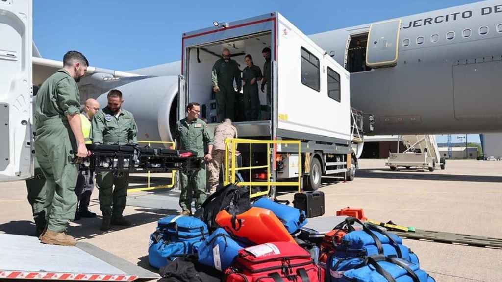 El avión del Ejército del Aire que repatriará al ciudadano vasco hospitalizado en Tailandia.