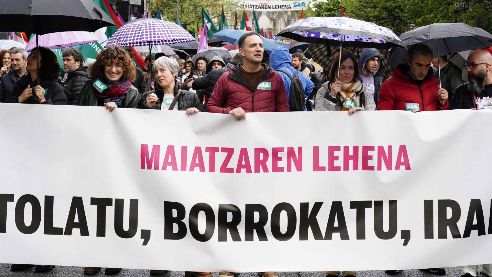 El secretario general de ELA, Mitxel Lakuntza, en la manifestación de Bilbao por el Día del Trabajador / FERNANDO GÓMEZ - EP