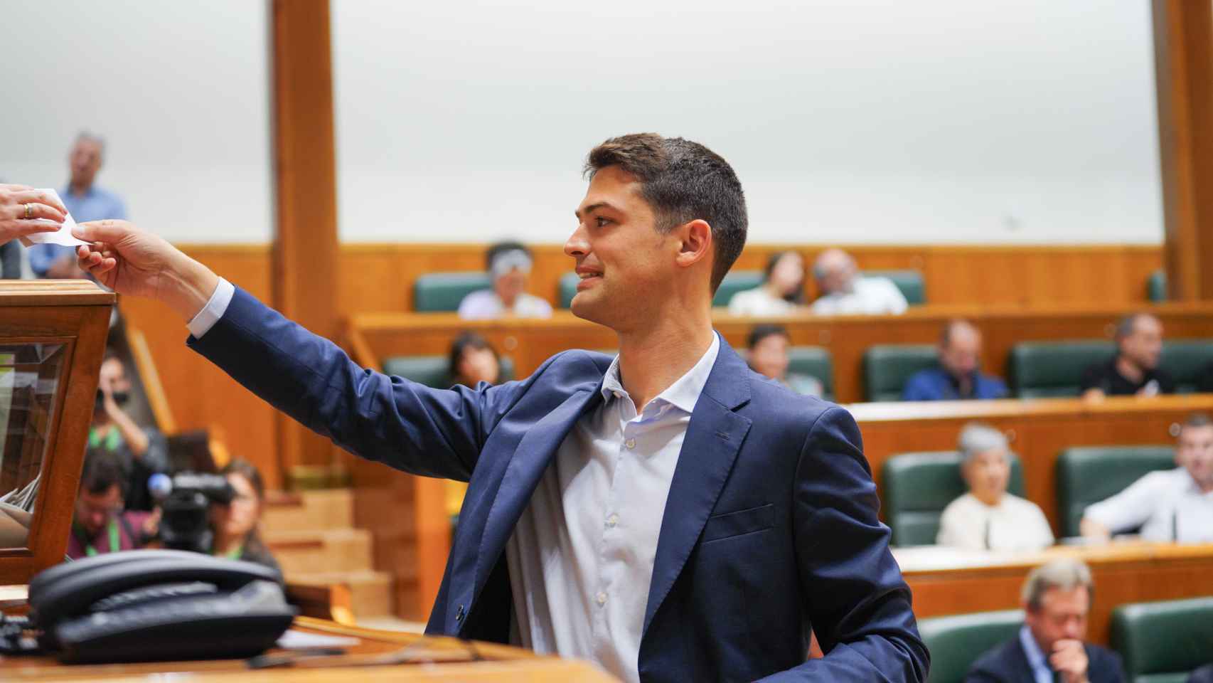 El portavoz del PNV en el congreso, Joseba Díaz Antxustegi, durante la sesión constitutiva del Parlamento vasco / Iñaki Besasaluce - Europa Press