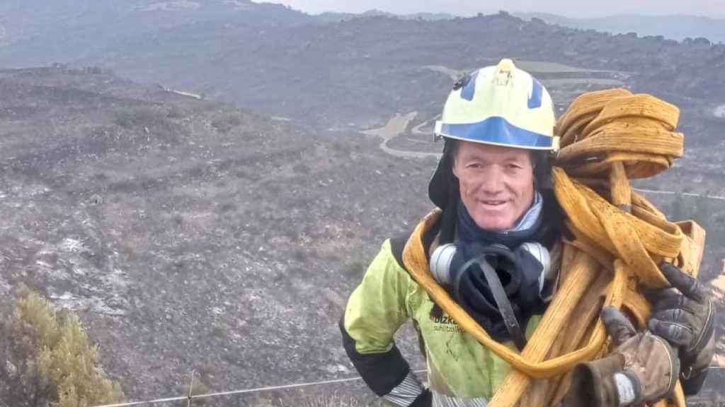 José Ramon Uriarte, durante un servicio como bombero el pasado año.