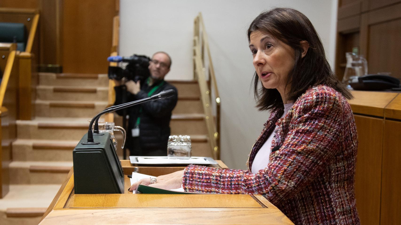 La portavoz del PP vasco, Laura Garrido, durante un pleno del Parlamento / Legebiltzarra