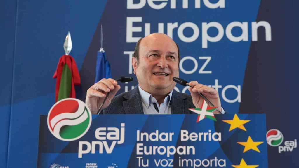 El presidente del EBB del PNV, Andoni Ortuzar, durante la presentación de la candidatura jeltzale a las elecciones al Parlamento europeo del 9-J / Europa Press
