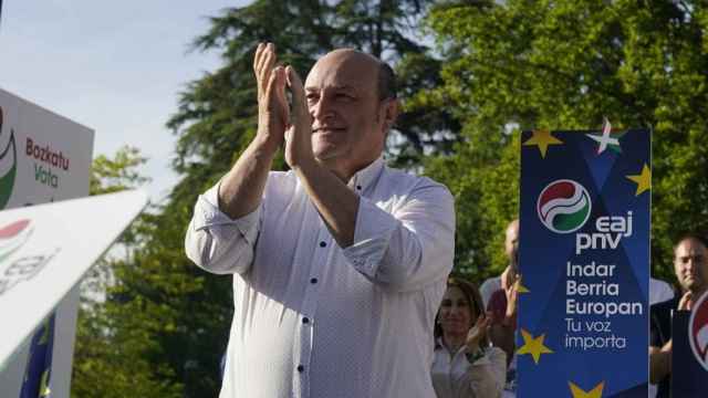 El presidente del EBB del PNV, Andoni Ortuzar, durante un acto de campaña para el 9-J / EAJ-PNV