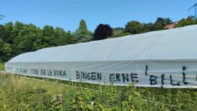 Imagen de las pintadas amenazantes contra Bingen Zupiria