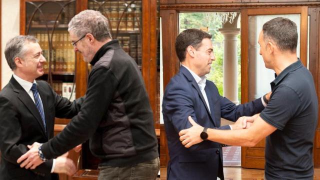 Urkullu y Txiki Muñoz en 2013 y Pradales y Mitxel Lakuntza en la actualidad / CV