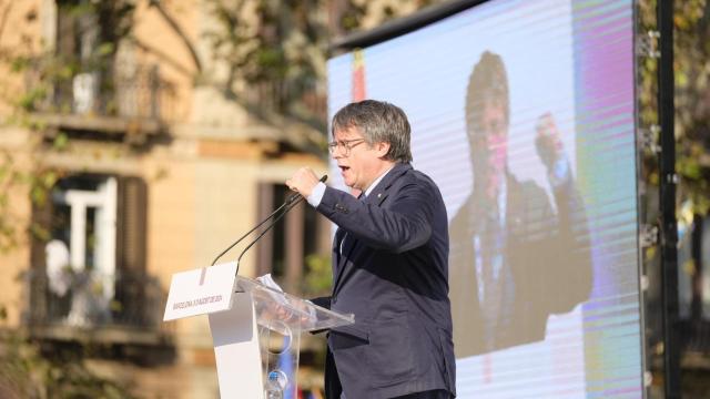 Carles Puigdemont en su mitin en Barcelona del pasado jueves.