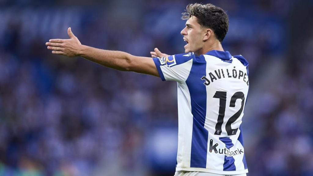 Javi López, en su debut oficial como jugador de la Real Sociedad.