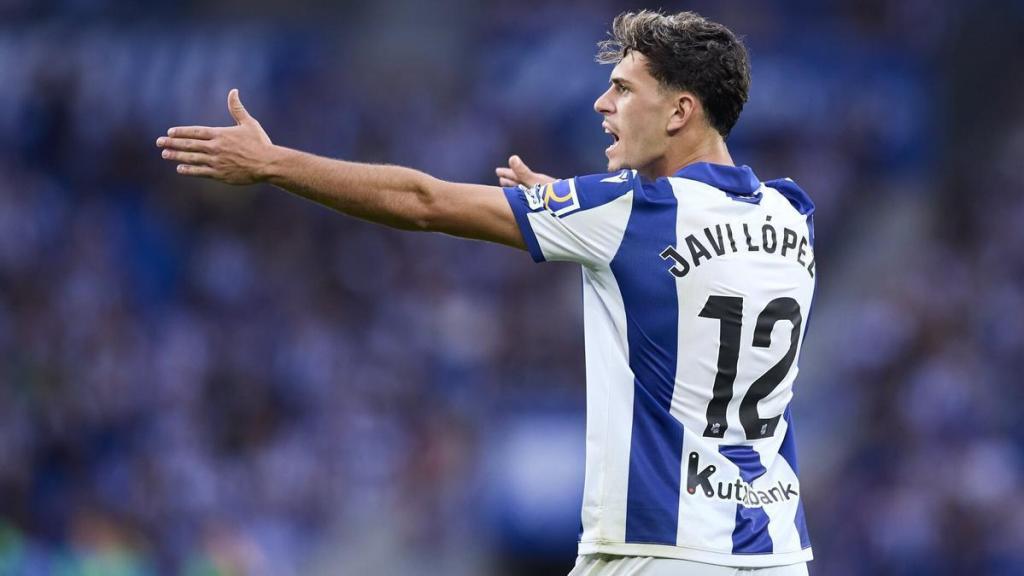 Javi López, en su debut oficial como jugador de la Real Sociedad.