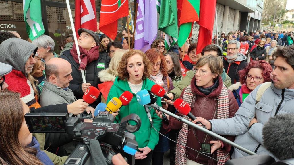 Amaya Mayor, secretaria general de SATSE Euskadi, en una de las movilizaciones a favor de la Sanidad Pública