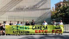 Protesta contra un ERTE en la planta de Siemens Gamesa en Asteasu